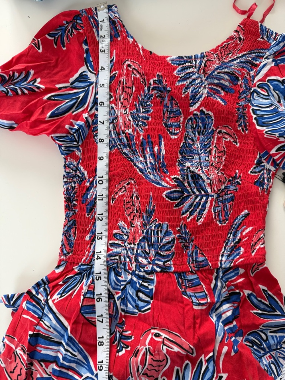 Sincerely Jules Red Maxi Dress with Blue and White Tropical Print size xs, - Picture 11 of 11